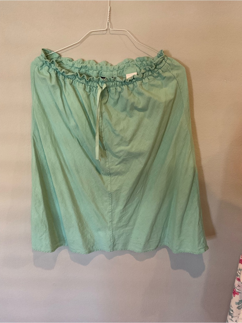 H&M Light Blue A-Line Midi Skirt with Ruffled Waist
